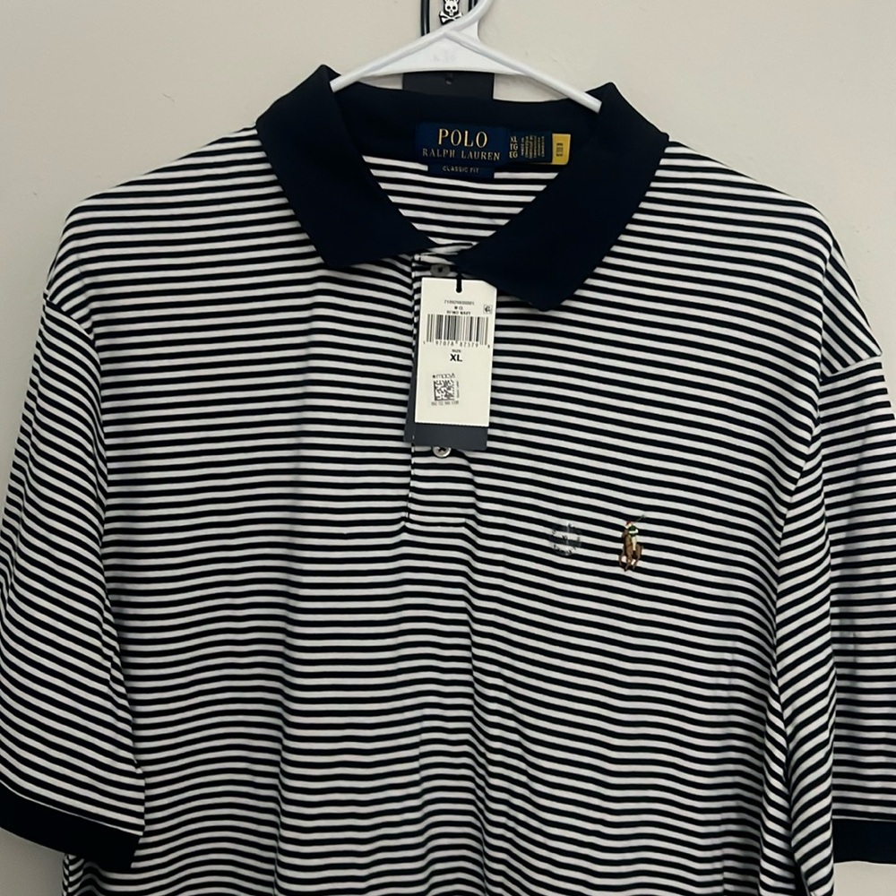 Brand new Classic size XL Polo by Ralph Lauren - Blue and white stripe